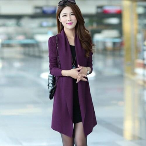 2021 Spring Autumn Women Long Cardigan With Pocket Korean Loose Long Sleeve Sweater Cardigans Female Knitted Jacket Pull Femme