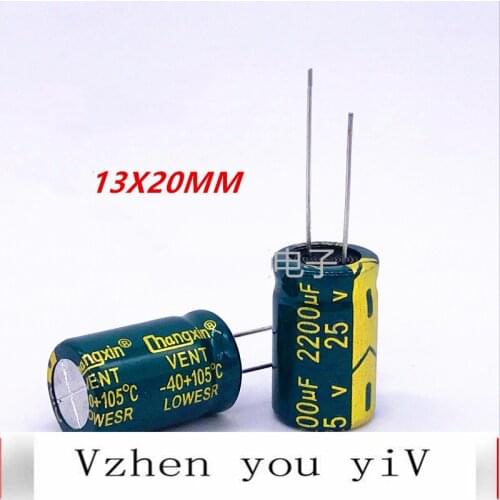 10-100pcs 25v2200uf high frequency low resistance long life new main board power electrolytic capacitor 2200uf 25V 13x20mm