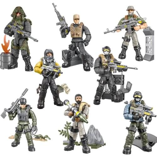 2021 World War 2 WW2 Army Military Soldier City Police SWAT Soldier With Weapon Model Building Blocks Bricks Kids Toys