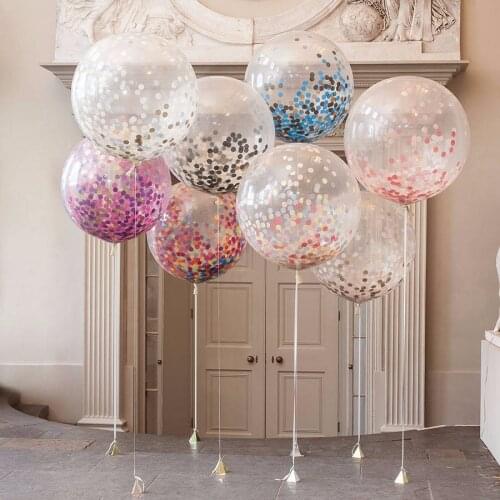 6pcs/lot 36 inch Confetti Balloons Giant Clear Balloons Party Wedding Party Decorations Birthday Party Suppliers Air Balloons