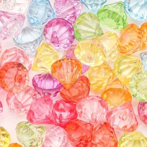 50pcs/lot Acrylic Transparent Diamond Shape Mixed Ccolor Beads Handmade Beads For DIY Jewelry Making Supplies Findings