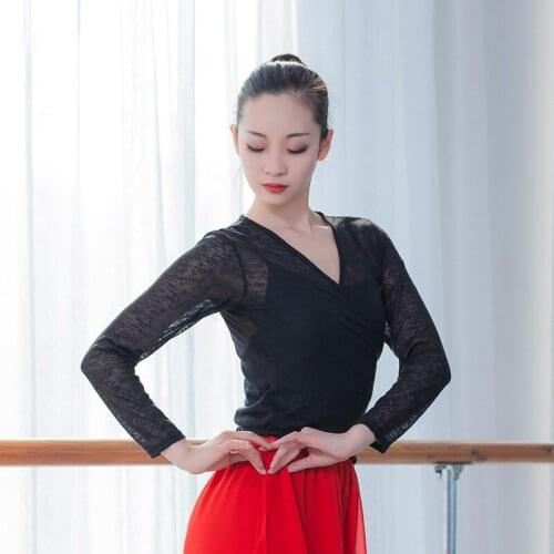 Ballet women dance tops tie up cardigan sheer long sleeve cardigan for dancing women dancewear ballet crop tops ballerina shirt
