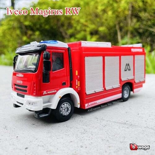 Bburago 1:50 lveco Magirus RW fire truck engineering vehicle die-casting metal childrens toy gift simulation alloy car