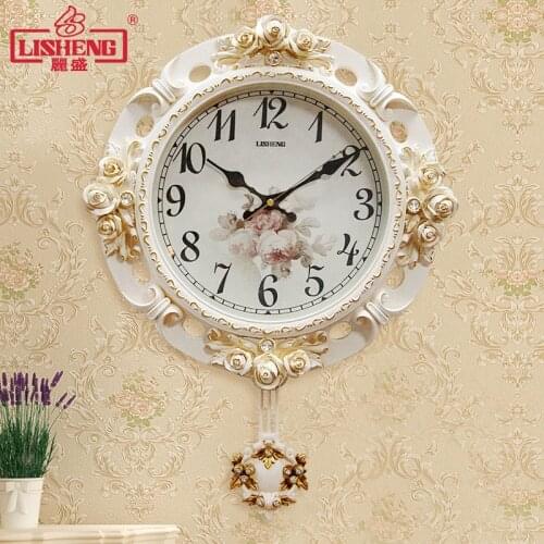 Large Luxury Silent Kitchen Wall Clock Pendulum Modern Design Wall Clock Living Room European Style Home Decor Horloge JJ60WC