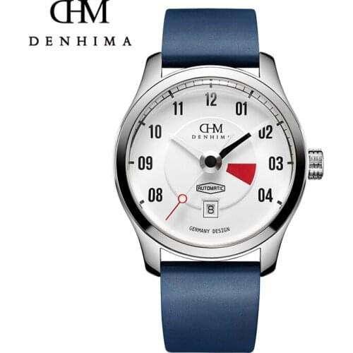 DENHIMA Locomotive Series Men Watch Steampunk Automatic Mechanical Watch Rubber Strap Sapphire Glass Waterproof Watches