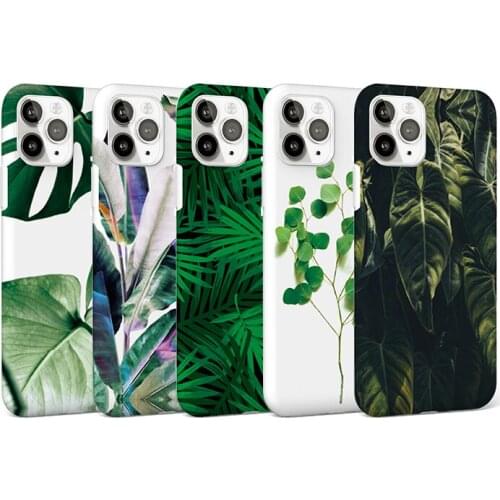 Retro Banana Leaves Phone Case For iPhone 11 12 11Pro Max XR XS Max X 6S 7 8 Plus Soft IMD Tropical Plants Back Cover For 12Pro