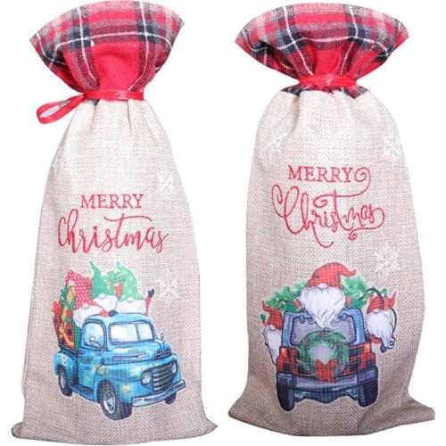 Christmas Sweater Wine Bottle Cover with Drawstrings, Reusable Wine Bags for Holiday Party Xmas Table Home Decoration