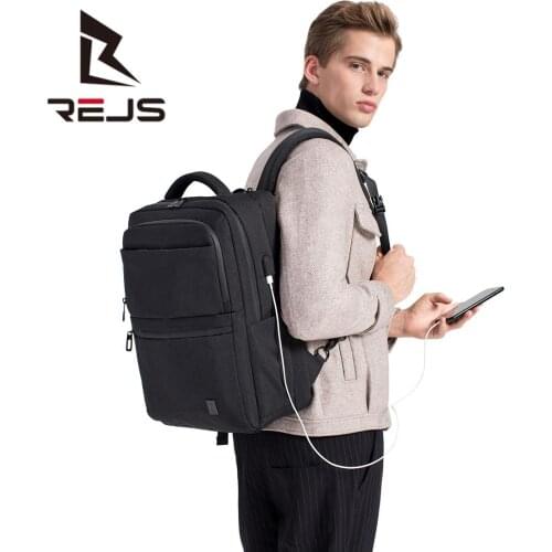 REJS LANGT Business Mens Backpack for Laptop 15.6" Large Capacity School Backpacks with Charging Waterproof Oxford Travel Bag