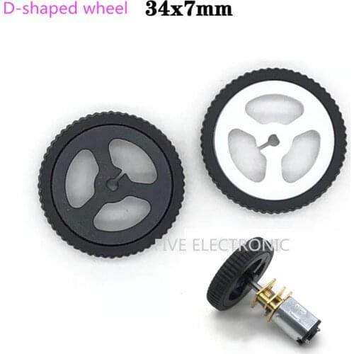 GA12-N20 Geared Motor Wheel Tires,34mm D-shaped hole Rubber wheel miniQ small wheel