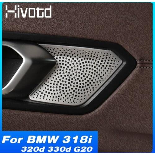Hivotd Inner Door Handle Speaker Cover Interior Moulding Audio Accessories Car Modification For BMW 318i 320d 330d G20 2020 2021