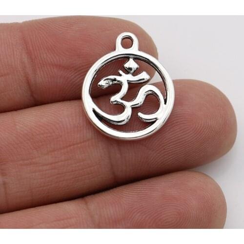 JAKONGO 10pcs Antique Silver Plated Yoga Sign Charms Pendants for Jewelry Making Bracelet DIY Accessories 18mm