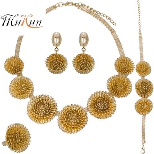 MUKUN Quality Jewelry Sets For Women Wedding Dress Zinc Alloy Necklace Earrings Rings Bracelet Fine Accessories Holiday Collier