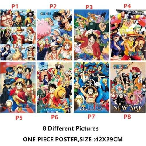 Anime Luffy Zoro Nami Paintings 2 sizes 58x42CM included 8 different designs High quality Embossed 8 pcs/lot
