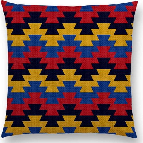 Colorful Aztec Geometric Pattern Tribal Prints Magic Rainbow Ethnic Plaid Decorative Cushion Cover Decor Sofa Throw Pillow Case