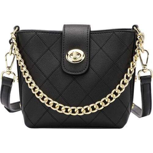 Embroidery Thread Small PU Leather Crossbody Bags For Women 2021 Bucket Bag Womens Branded Trending Shoulder Handbags