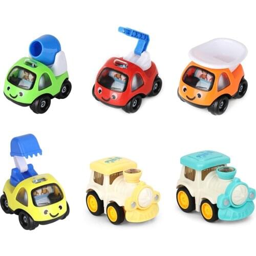 Cartoon Inertial Engineering Car Toy Boys Girl Plastic Pull Back Vehicles Parent-child Interactive Toys Early Education Toys
