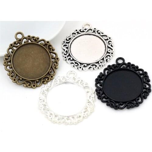 New Fashion 5pcs 25mm Inner Size 4 Colors Fashion Style Cabochon Base Setting Charms Pendant