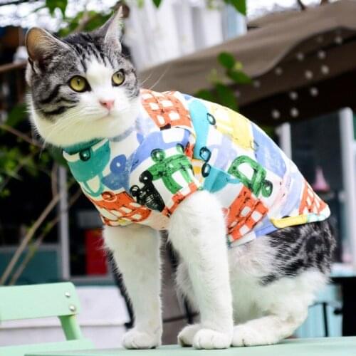 New 2022 Sphynx Puppy Pet Cat Clothes For Cats Summer Vest Classic Print Hairless Cat Clothes