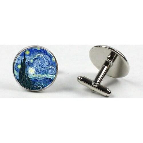 New Van Gogh painting cufflinks glass cabochon cufflinks starry night wedding mens shirt cufflinks l