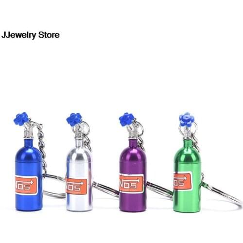 NEW 1PC Empty Nitrogen Bottle Style Metal Key Ring Car Turbo NOS Keychain Stash Pill Box Storage