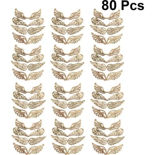80pcs Angel Wings Wooden Patches Adorable No Hole Wood Chips Creative DIY Accessories For Crafts Angel Wing Wood Chip