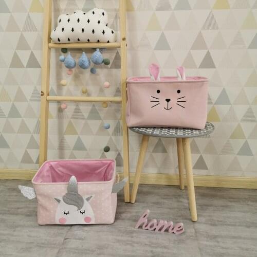 Thickened cloth cartoon pattern toy clothes storage bucket dirty clothes basket square storage box Foldable Laundry Basket