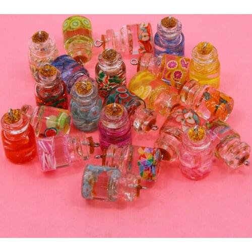 10pcs Charms fruit Flower Ocean Drift Bottle Pendants Crafts Making Findings Handmade Jewelry DIY for Earrings Necklace