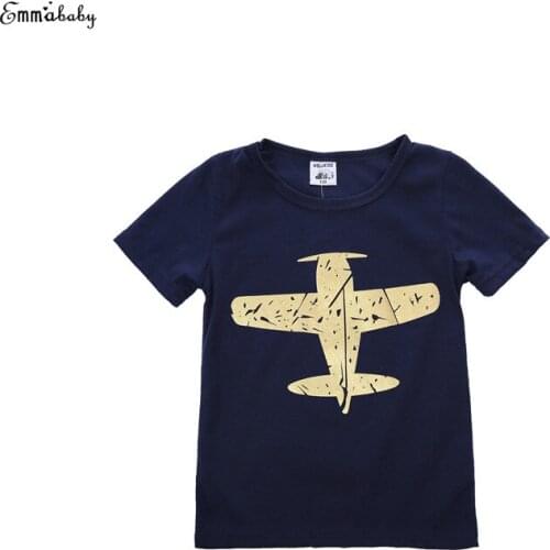 2017 Newborn Baby Boys Casual Short Sleeve O-Neck Pullover Cartoon T-Shirt Top Outfit Summer Sunsuit Baby Clothes 1-8Y