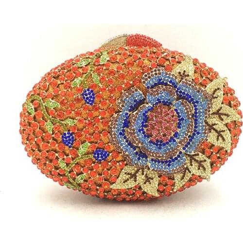 Luxury clutches women evening party bag diamonds elegant flower crystal purse crystal clutches bridal wedding party wallet purse