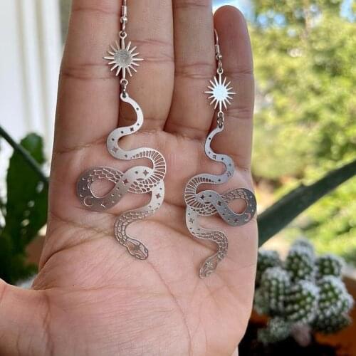 Silver Snakes Earrings//Serpent Snake Earrings//Boho Earrings //Dangle Earrings // Witchy Earrings