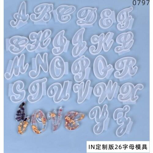 DIY Crystal UV Epoxy Resin Numbers 26 Letters Mold High Mirror Crafts Making Silicone Mold For Resin Jewelry Making Accessory