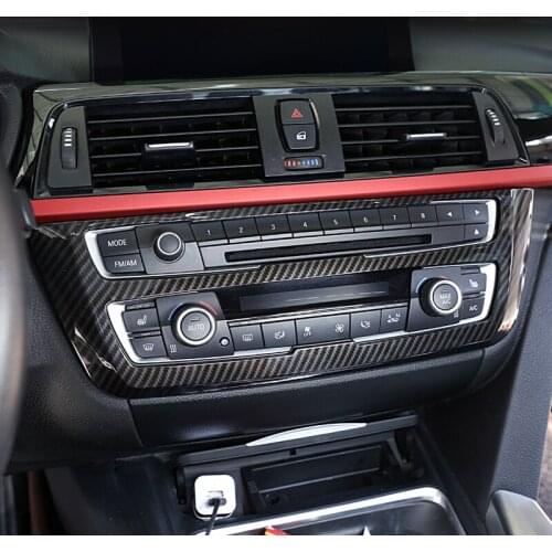 Car Styling Carbon Fiber Console AC CD Panel Decoration Frame Cover Trim Sticker For BMW 3 4 Series 3GT F30 F32 F34 Accessories