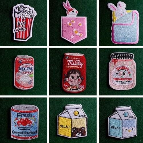 2Pcs/Lot Cartoon Patch Food Embroidered Patches For Clothing Thermoadhesive Patches Iron On Patches On Clothes Applqiues Sticker