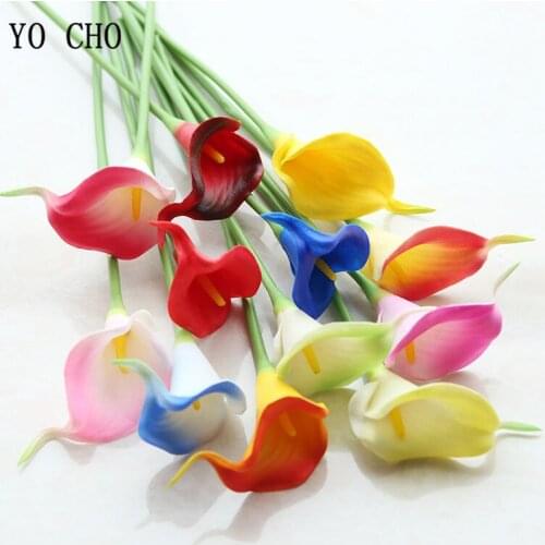 YO CHO 11PCS Calla Lily Artificial Flowers Home Decor White Pink Blue Artificial Flowers for Wedding Garden Party Decor Flowers