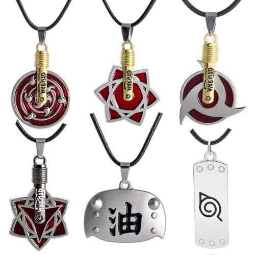 Anime Jewelry Necklace Uchiha Sasuke Sharingan Necklaces for Men Women Aburame Shino Kakashi Konoha Symbol Rope Necklace