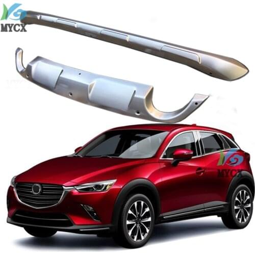2PCS Aluminum alloy Front & Rear Bumper Protector Skid Plate Cover Trim For Mazda CX-3 CX3 2014-2018