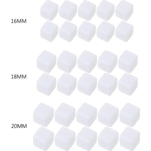 10Pcs/Pack White Acrylic Blank Dice Game Props Educational Toy 16/18/20mm for Children Solid Color DIY Dice Toys