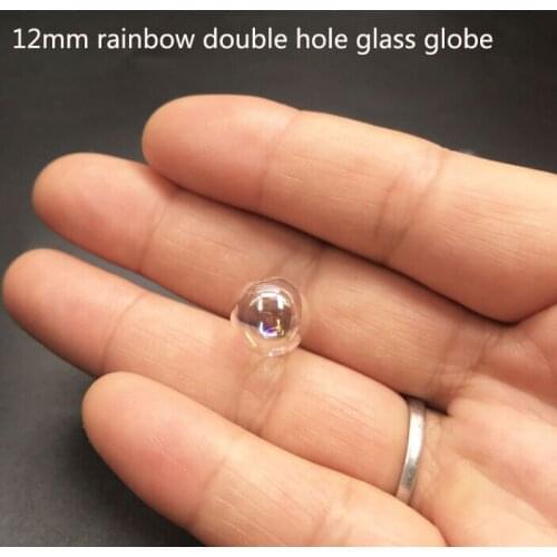 12mm Rainbow Round Glass Globe Bubble With Doulbe Hole Glass Bottle Orbs Pendant Wish Vial Necklace DIY Gift Accessories 100pcs