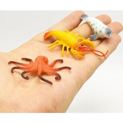 12PCS/lot Plastic Cement PVC Fund A Set Seals Octopus Lobster Sea Turtle Penguin Ocean Seabed Animal Model