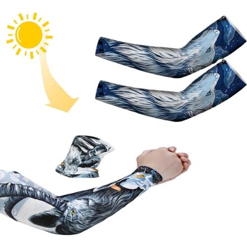 2PCS Quick-Drying Cycling Arm Sleeves Ice Fabric Running Basketball Volleyball Sunscreen Band Sun Sleeve Cool Chinese 12 Zodiac