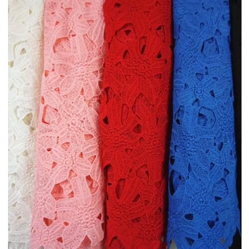 2Yards Leaf Nigerian Lace Fabrics For Wedding Dress Pink African Cord Lace Fabrics Red Blue French Guipure Lace Sewing Material
