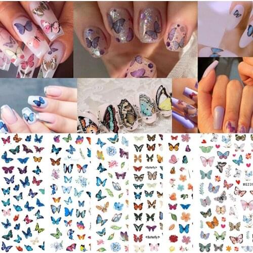 3D Butterfly Nail Art Stickers Decals Decoration Mix Colourful Patterns NN