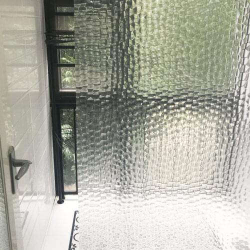 3D Waterproof Shower Curtain with Hooks EVA Bathing Shower Curtain transparent cube water drops Curtain D25