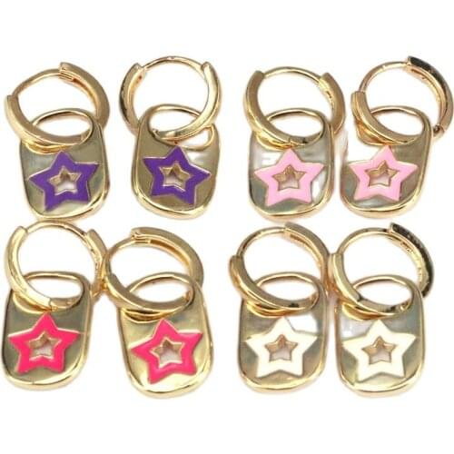 5Pairs Fashion colorful enamel Star Cans drop charm earring minimal delicate girl women gift jewelry