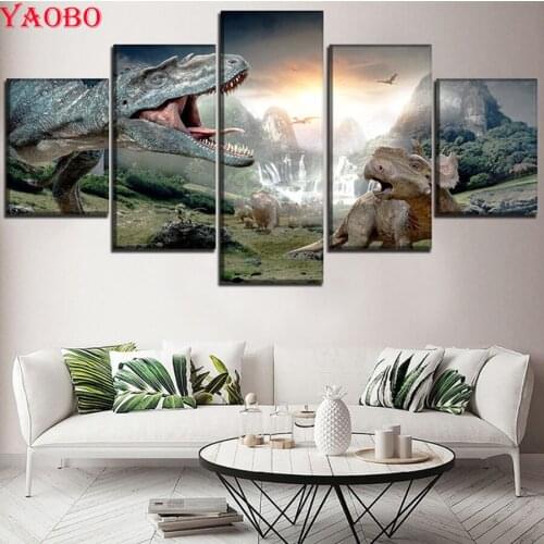 5 Pcs Primeval forest dinosaur Diamond painting full square/round diy mosaic diamond embroidery sale 5d home decor Drop Shipping