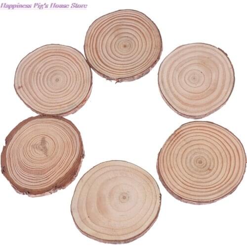 6pcs 8-9cm Unfinished Natural Cut Long Round Plate Wooden Chips Discs Crafts Painting Decoration Slices Circles Ornament Gifts