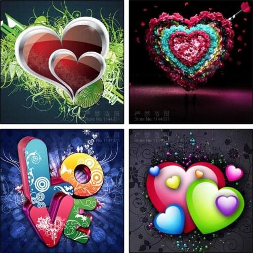 Diamond Embroidery 5D Flower Cross Stitch Crystal Square Mosaic Painting Sets Decorative Diy Diamond Painting Love Heart-Shaped