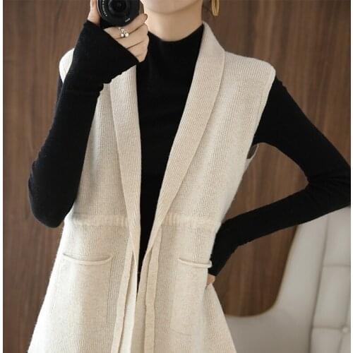 ATTYYWS Hot new products ladies knitted sleeveless sweater cardigan jacket vest solid color fashion all-match cashmere wool vest
