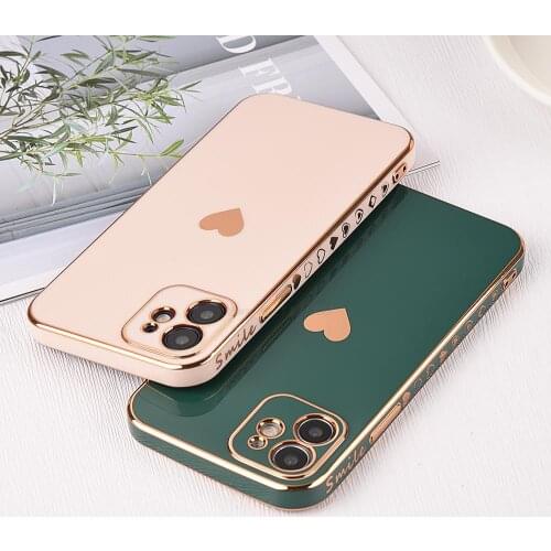 Lovely Heart Phone Case For IPhone 12 11 Pro Max 12Mini XR X XS Max Color Contrast Phone Case For IPhone 8 7 6 Plus 6S SE 2020