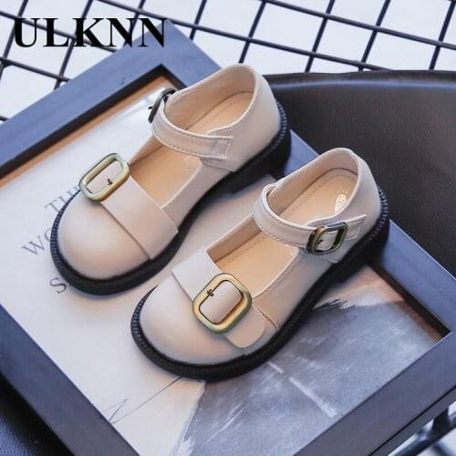 ULKNN Black Shoes For Children 2021 Spring Kids Princess Party Shoes Girls New Fashion Round Toe Breathable Leather Shoes Child